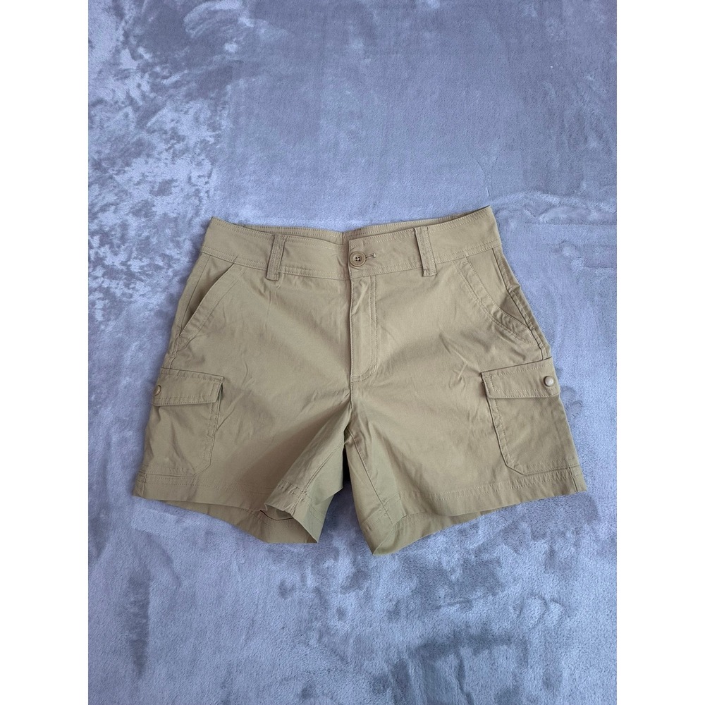Eddie Bauer Womens Tan Khaki Cargo Shorts‎ Size 4 Hiking Outdoor Utility Classic